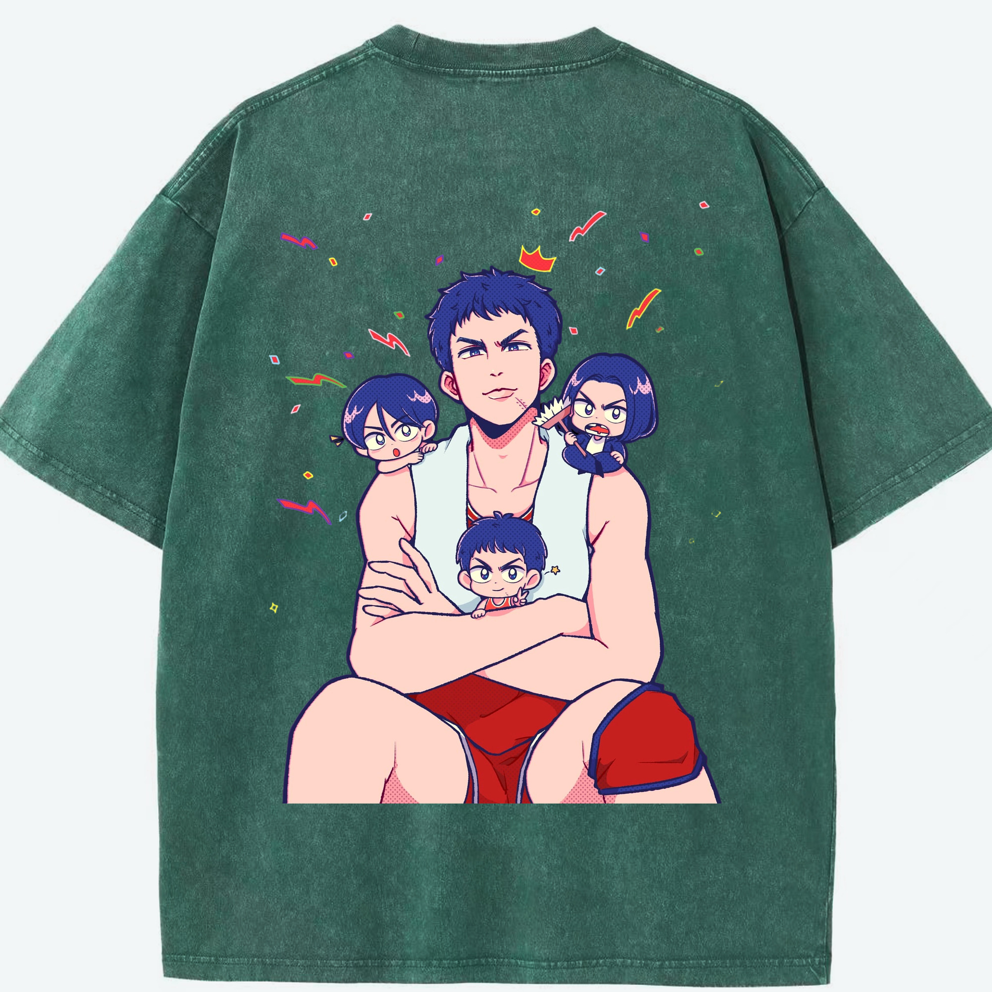 SLAM DUNK／スラムダンク 綿100% ヴィンテージ風 半袖Tシャツ（背面プリント）